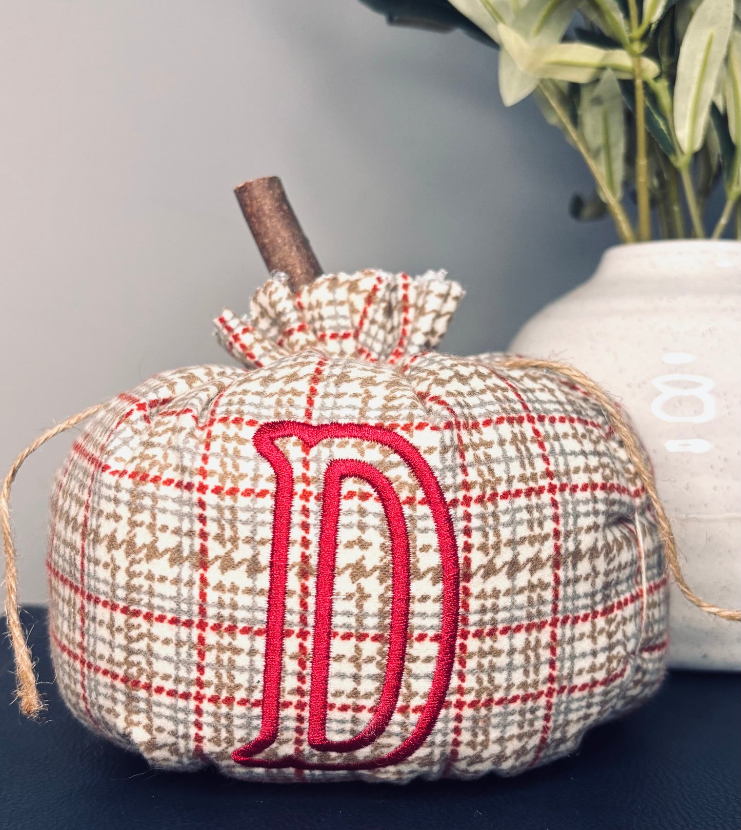 Monogrammed Fabric Pumpkin, Personalized Fall Decor, Tiered Tray Accent