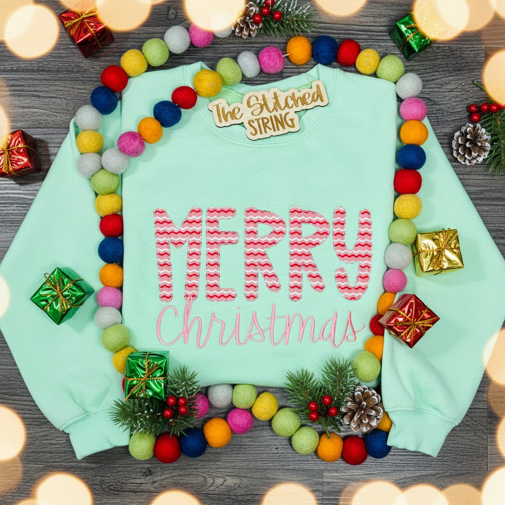Merry Christmas Appliquéd Sweatshirt